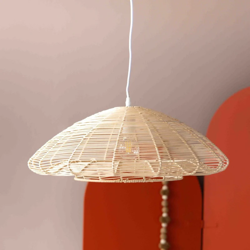 Hängelampe Zandi aus Rattan, beige