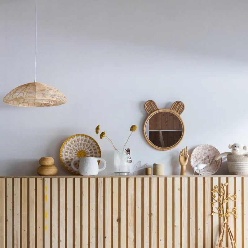 Hängelampe Zandi aus Rattan, beige