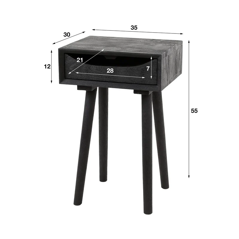 Nachttisch 1L sleek wood inlay