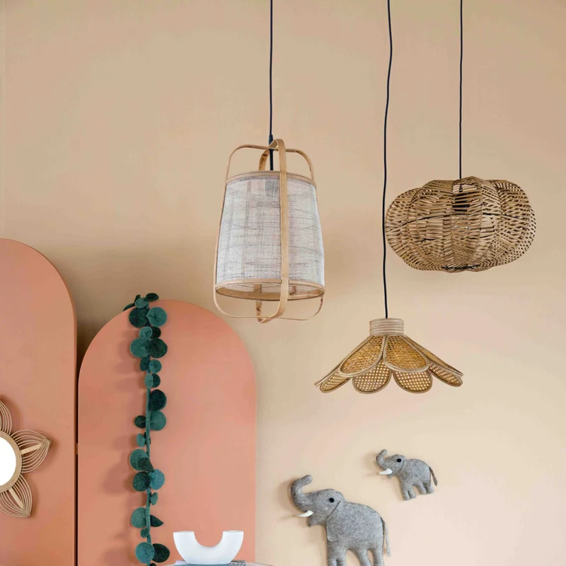 Hängelampe Pendelleuchte Mavis aus Bambus mit Holzdetails