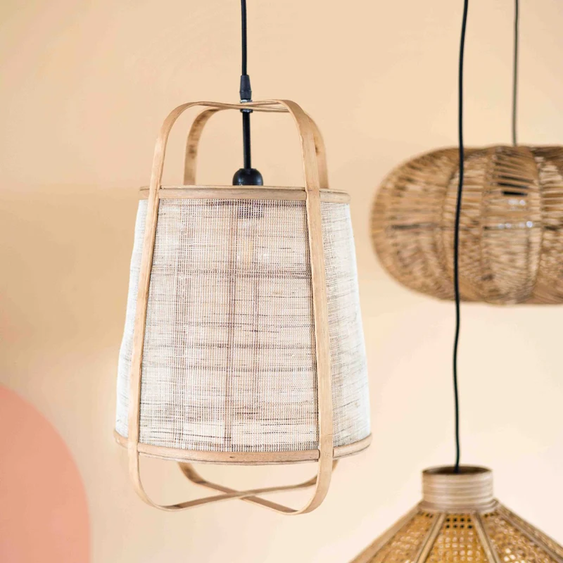 Hängelampe Pendelleuchte Mavis aus Bambus mit Holzdetails