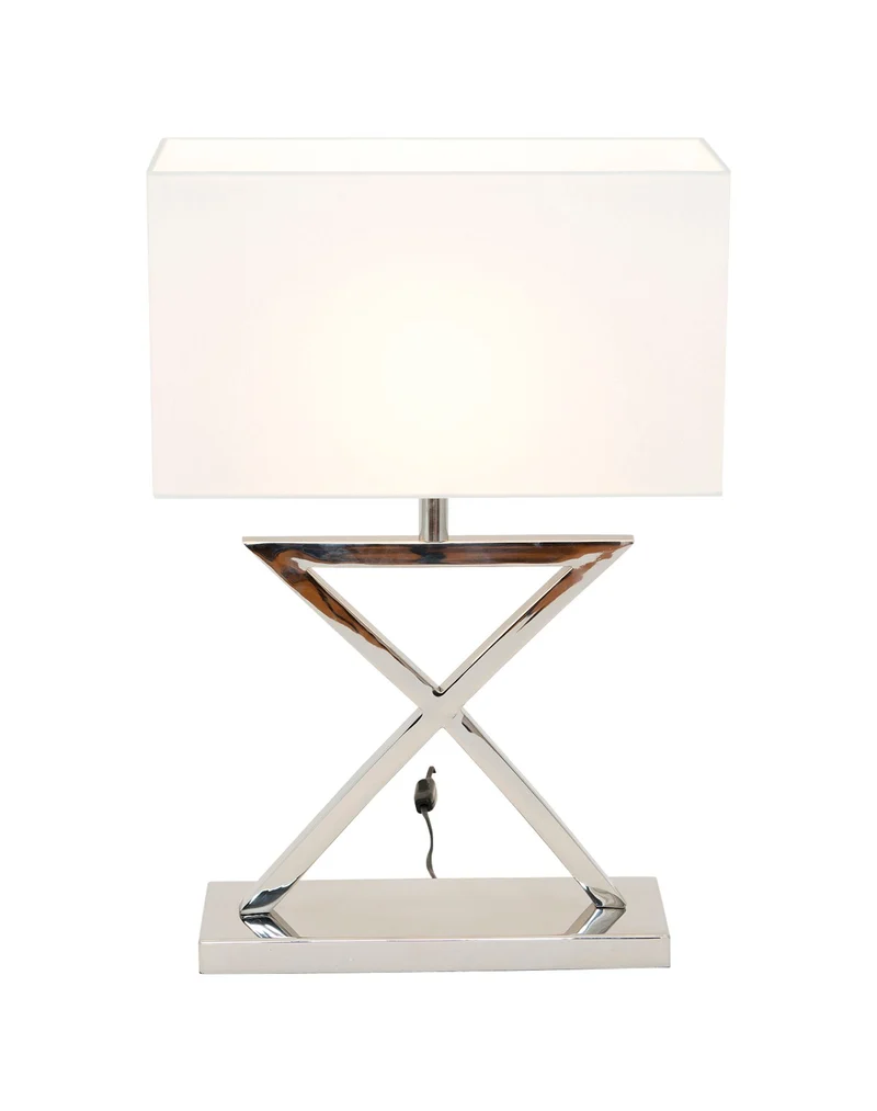 Tischlampe Integrato Seidenstruktur mit Schirm Rechteckig
