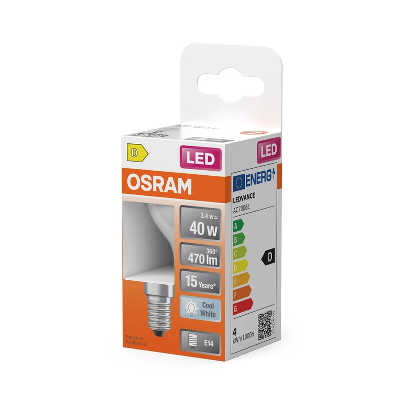 OSRAM Retrofit Classic P LED Lampe matt (ex 40W) 4W / 4000K Kaltweiß E14