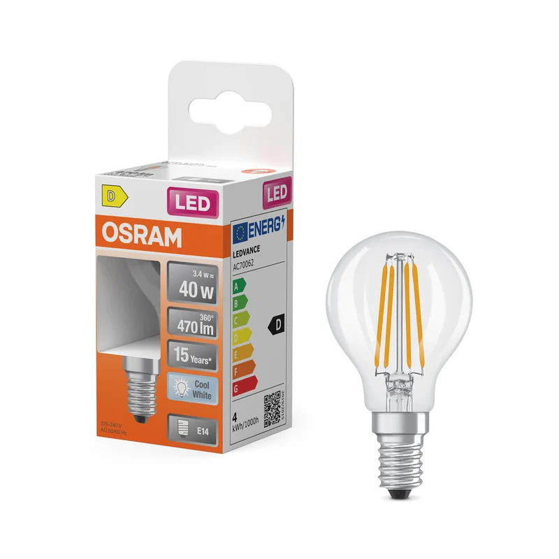 OSRAM Retrofit Classic P LED Lampe (ex 40W) 4W / 4000K Kaltweiß E14