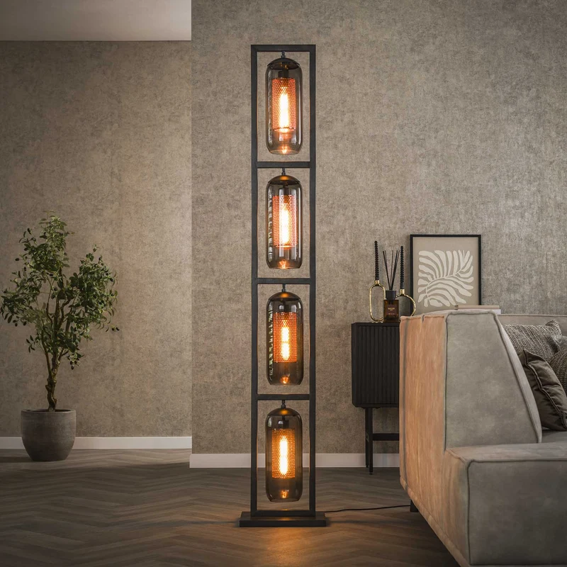 Stehlampe 4L turm smoke Glas