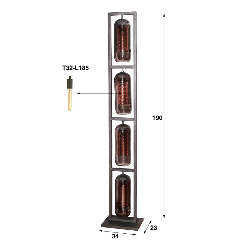 Stehlampe 4L turm smoke Glas