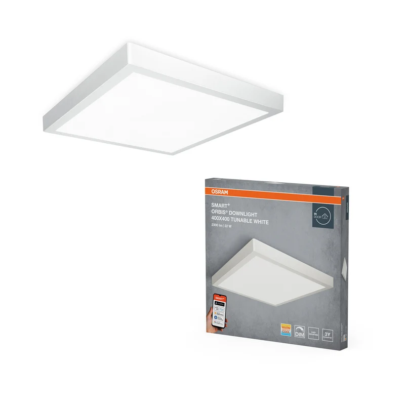 OSRAM Matter SMART+ ORBIS DOWNLIGHT LED Deckenleuchte 40x40cm Tunable Weiß 22W / 3000-6500K
