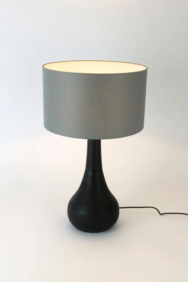 Tischlampe Rodolfo Holz Chintz mit Schirm Rund Ø 38cm