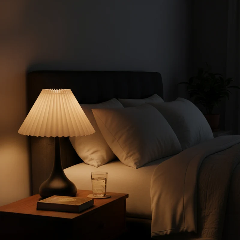 Euroselle Table Lamp With Metal Fabric Shade Dimmable LED USB Powered