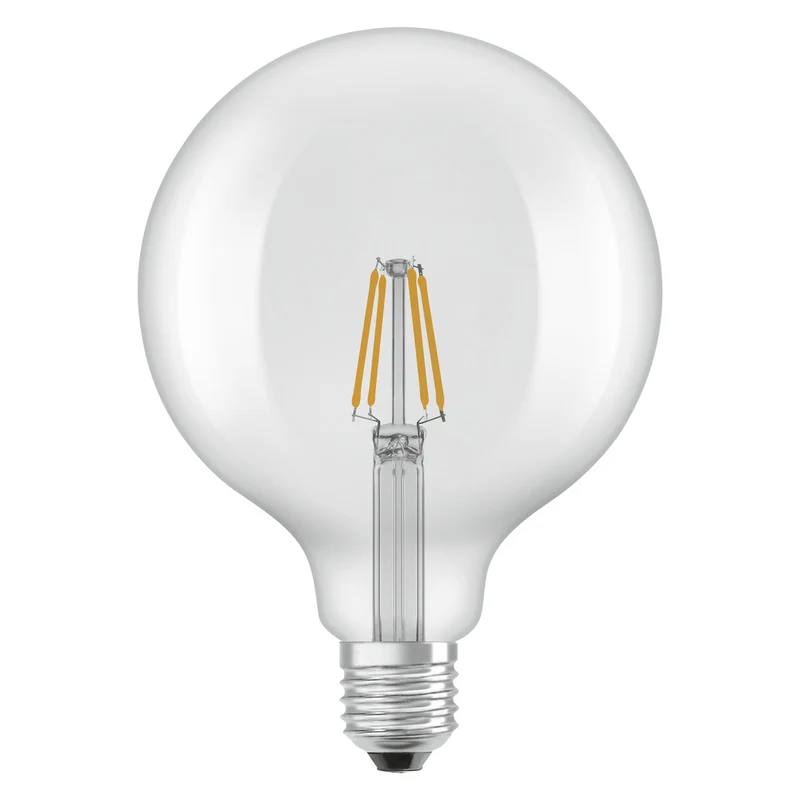 OSRAM LED-Lampen, klassische Ballform, 40 Watts Ersatz, E27, G125, 2700 Kelvin, Warm weiß, Klares Glas, single Pack