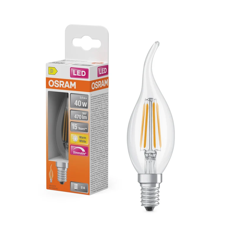 OSRAM LED Lampe LED Retrofit CLASSIC BA DIM 4W 827 Clear E14, 470 lm, 2700 K, Warmweiß