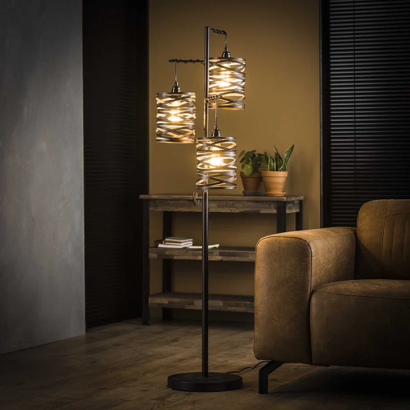 Stehlampe 3L Spindel – Slate grey