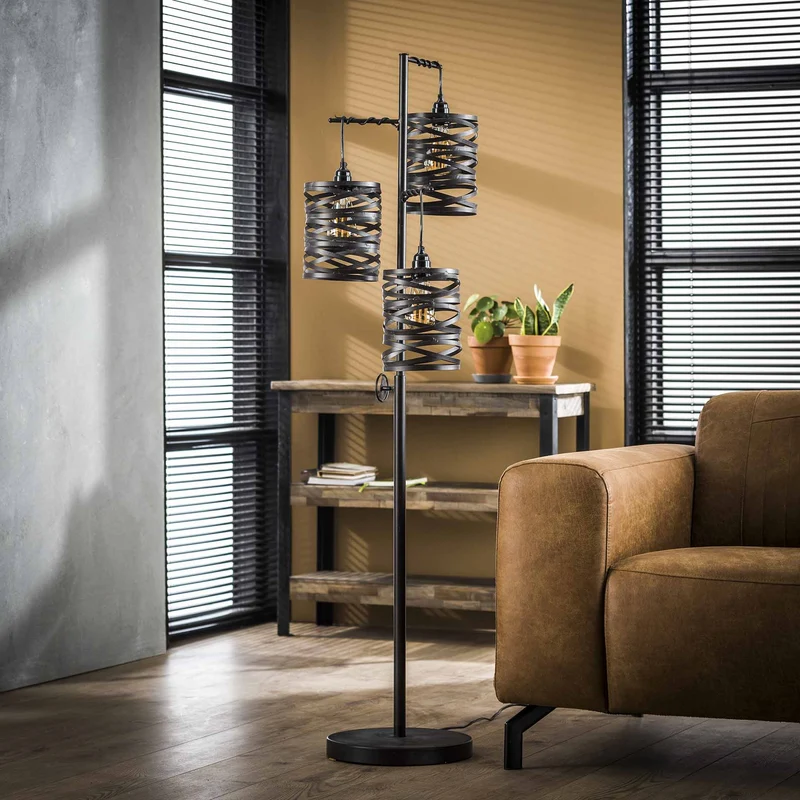 Stehlampe 3L Spindel – Slate grey