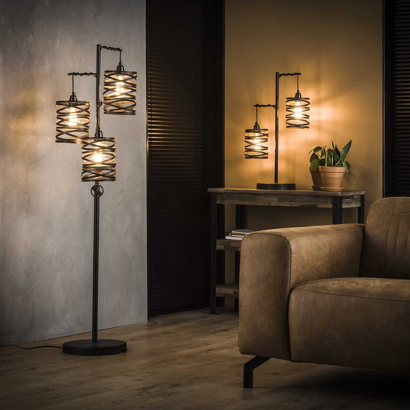 Stehlampe 3L Spindel – Slate grey