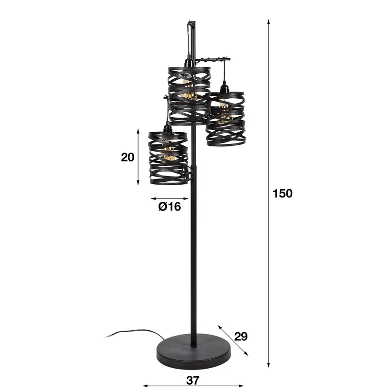 Stehlampe 3L Spindel – Slate grey