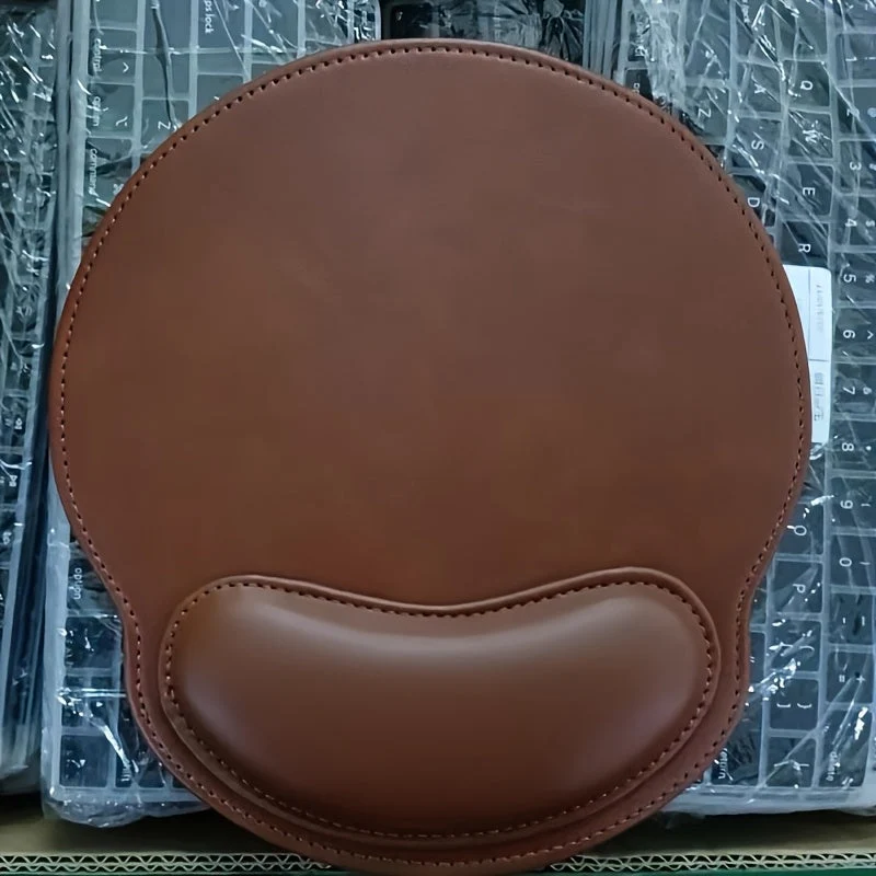 Euroselle Brown Non-Slip Ergonomic Faux Leather Mouse Pad