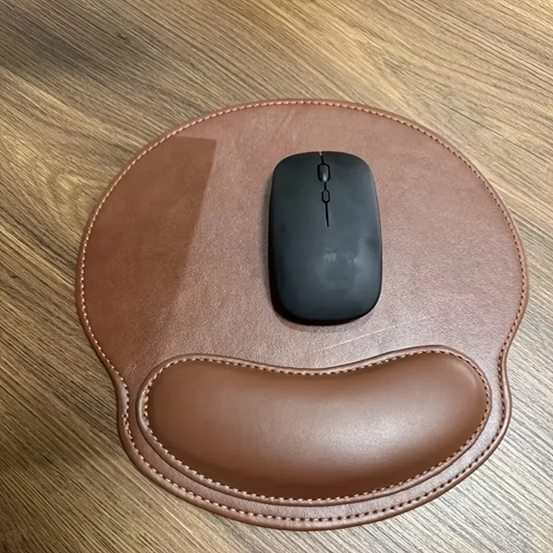 Euroselle Brown Non-Slip Ergonomic Faux Leather Mouse Pad