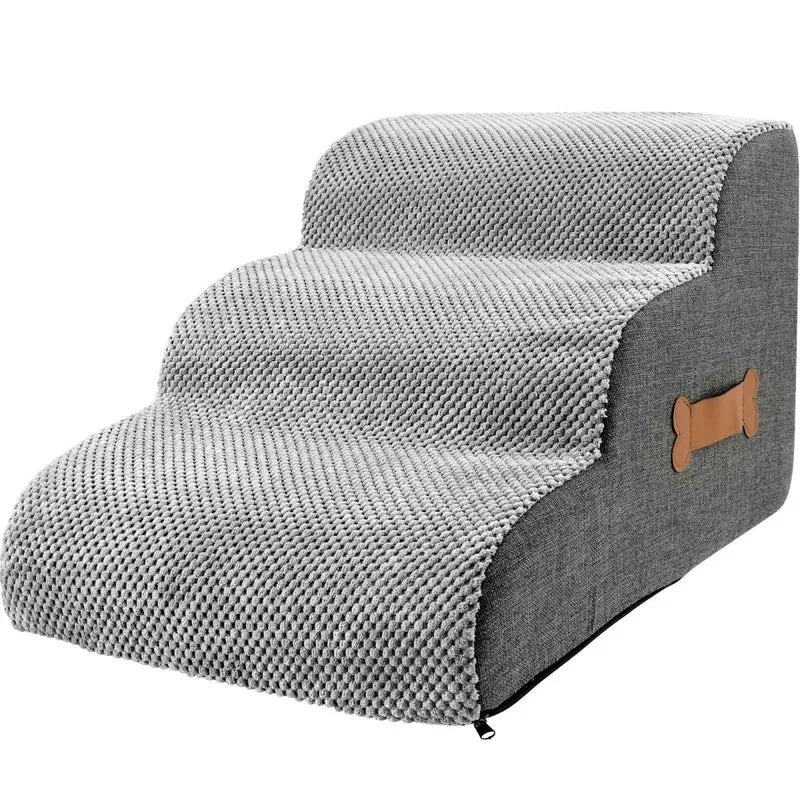 Euroselle Soft Foam Dog Stairs With Joint-Friendly Incline, Non-Slip Base, Washable Cover