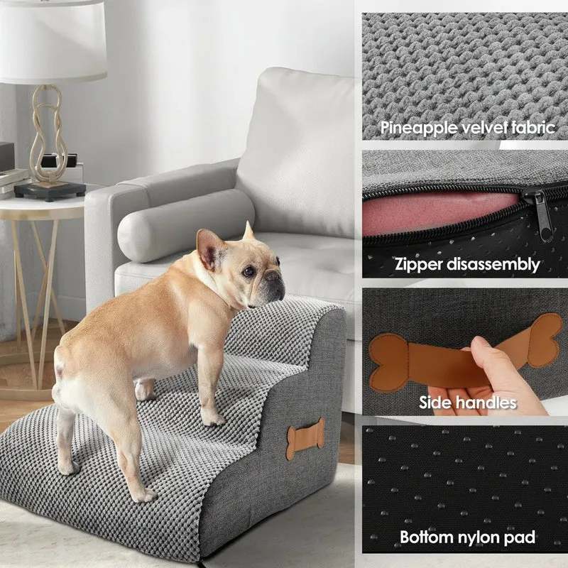 Euroselle Soft Foam Dog Stairs With Joint-Friendly Incline, Non-Slip Base, Washable Cover