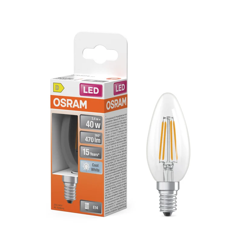 OSRAM Retrofit Classic B LED Lampe Kerzenform (ex 40W) 4W / 4000K Kaltweiß E14