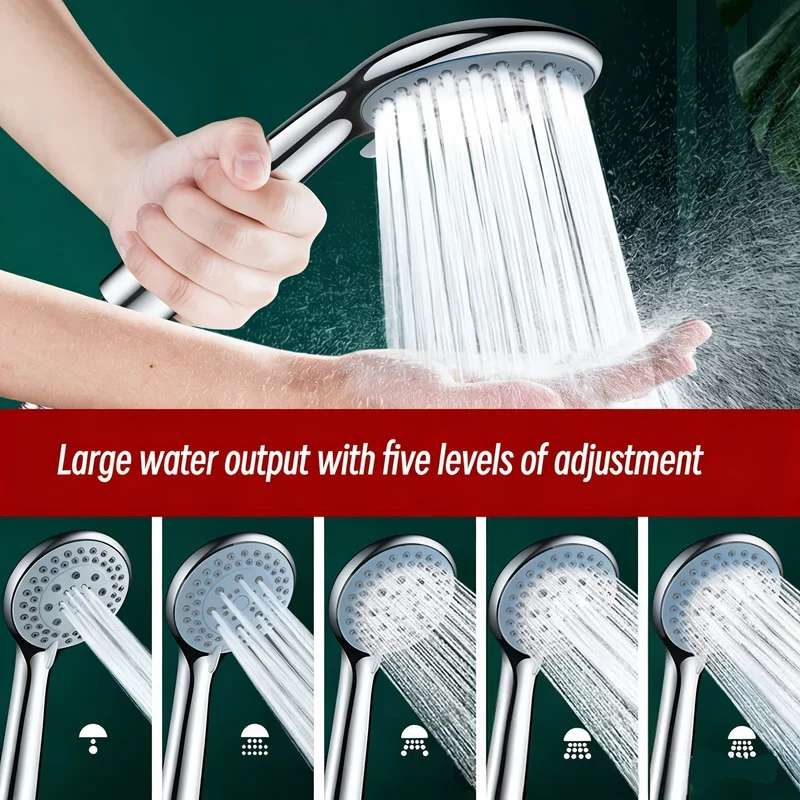 5-Mode High-Pressure Shower Head Set With Powerful Multi-Mode Spray And Smooth Water Flow by Euroselle