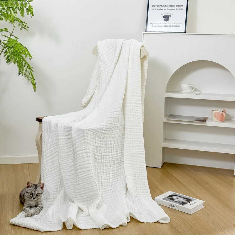 Euroselle Ultra-Breathable 6-Layer Cotton Gauze Blanket For All-Season Comfort