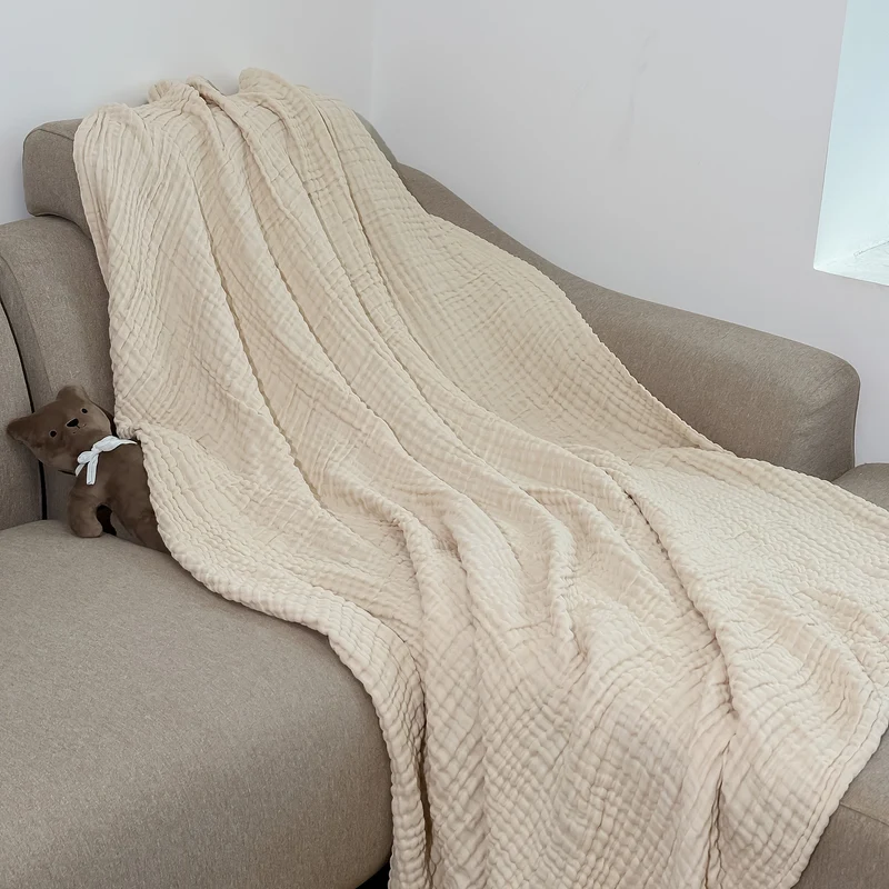 Euroselle Ultra-Breathable 6-Layer Cotton Gauze Blanket For All-Season Comfort