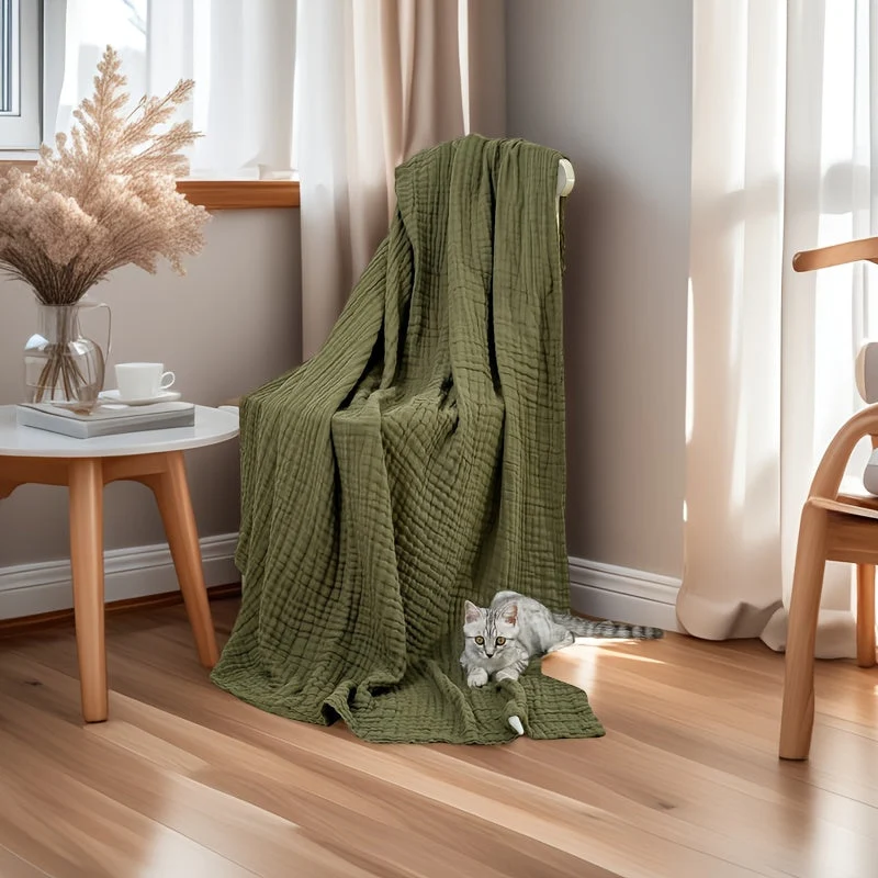 Euroselle Ultra-Breathable 6-Layer Cotton Gauze Blanket For All-Season Comfort