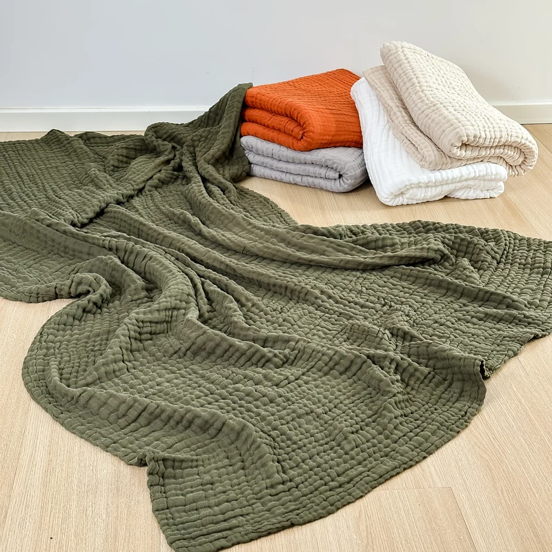 Euroselle Ultra-Breathable 6-Layer Cotton Gauze Blanket For All-Season Comfort