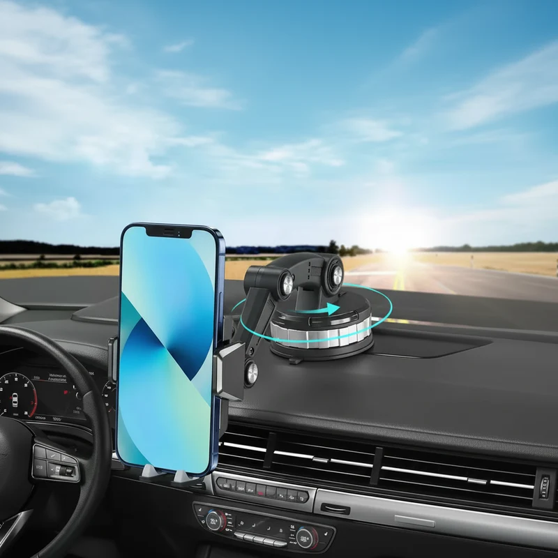 Euroselle Universal Car Phone Mount With Adjustable 360 Degree Rotation