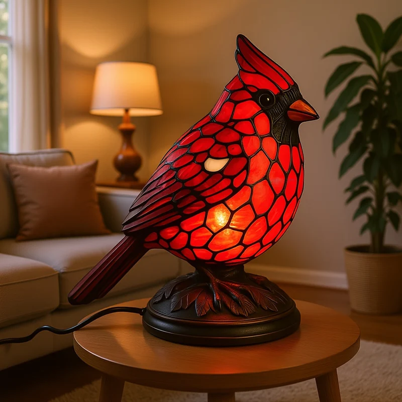 Euroselle USB Powered Red Bird Night Light Cozy Ambient Decor