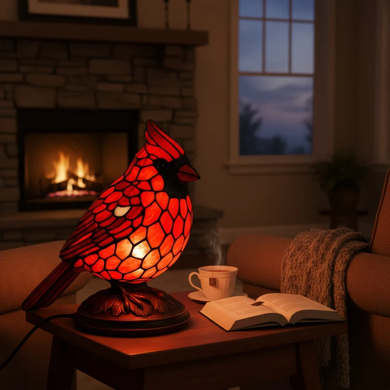 Euroselle USB Powered Red Bird Night Light Cozy Ambient Decor