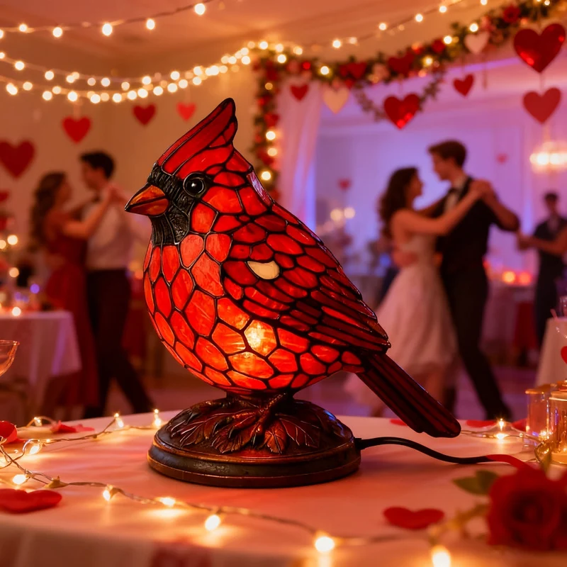 Euroselle USB Powered Red Bird Night Light Cozy Ambient Decor