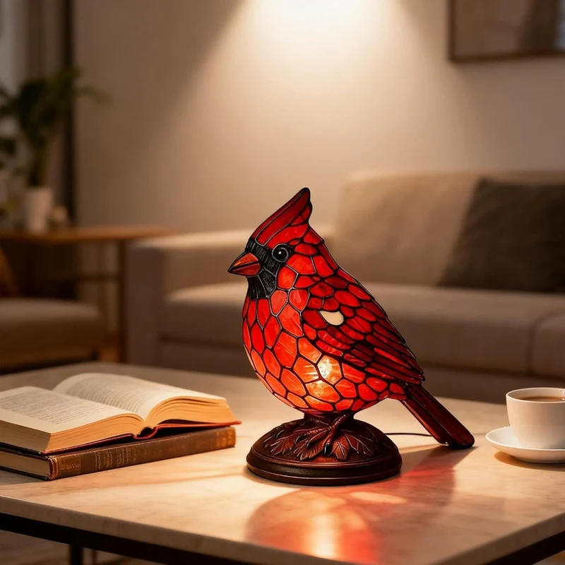 Euroselle USB Powered Red Bird Night Light Cozy Ambient Decor