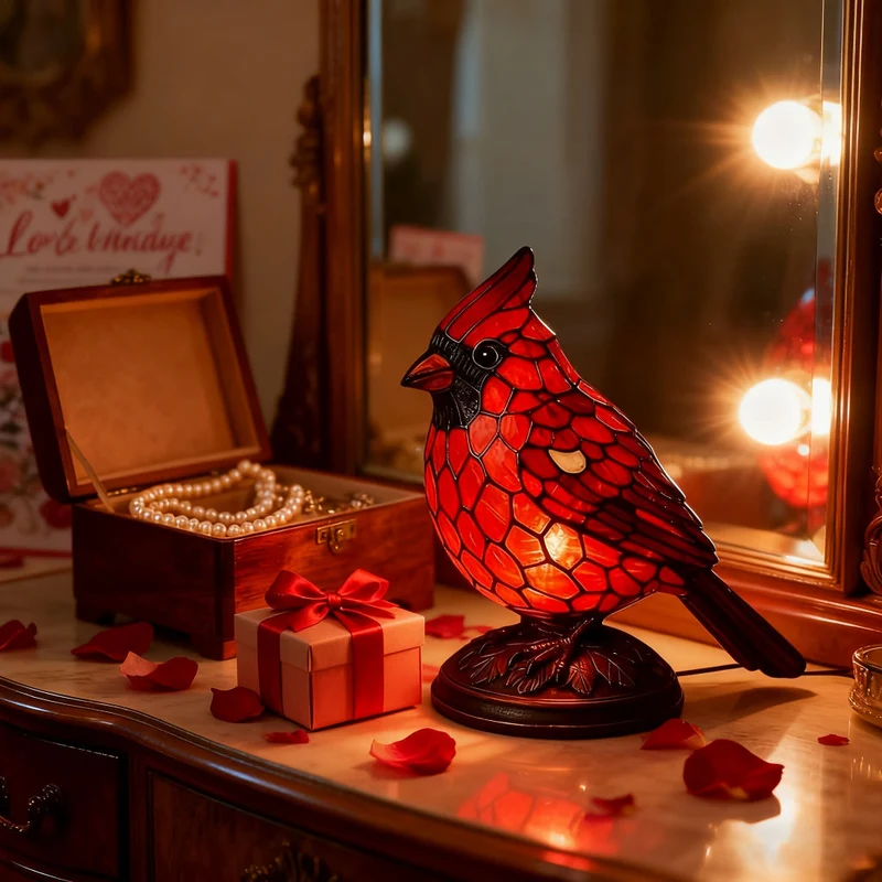 Euroselle USB Powered Red Bird Night Light Cozy Ambient Decor