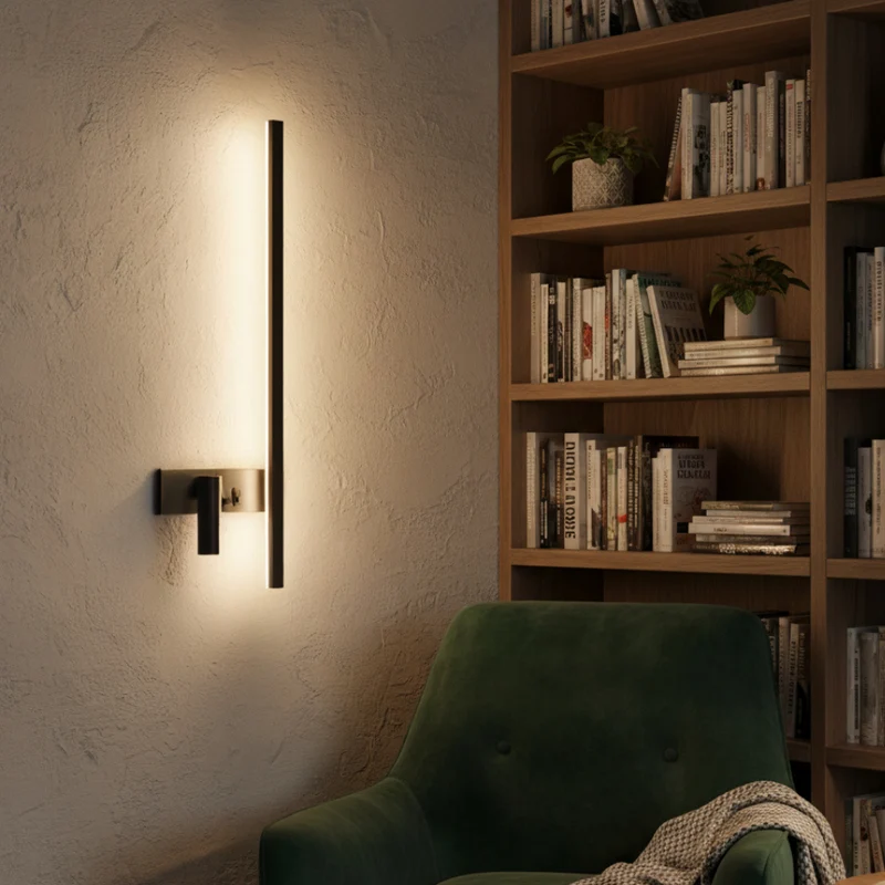 Euroselle Modern Wall Lamp In Black Steel And Aluminum With Integrated LED And Adjustable Light