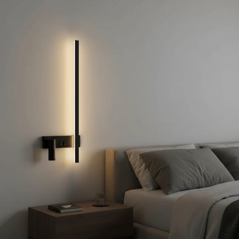Euroselle Modern Wall Lamp In Black Steel And Aluminum With Integrated LED And Adjustable Light