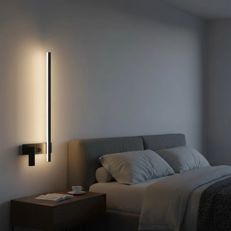Euroselle Modern Wall Lamp In Black Steel And Aluminum With Integrated LED And Adjustable Light