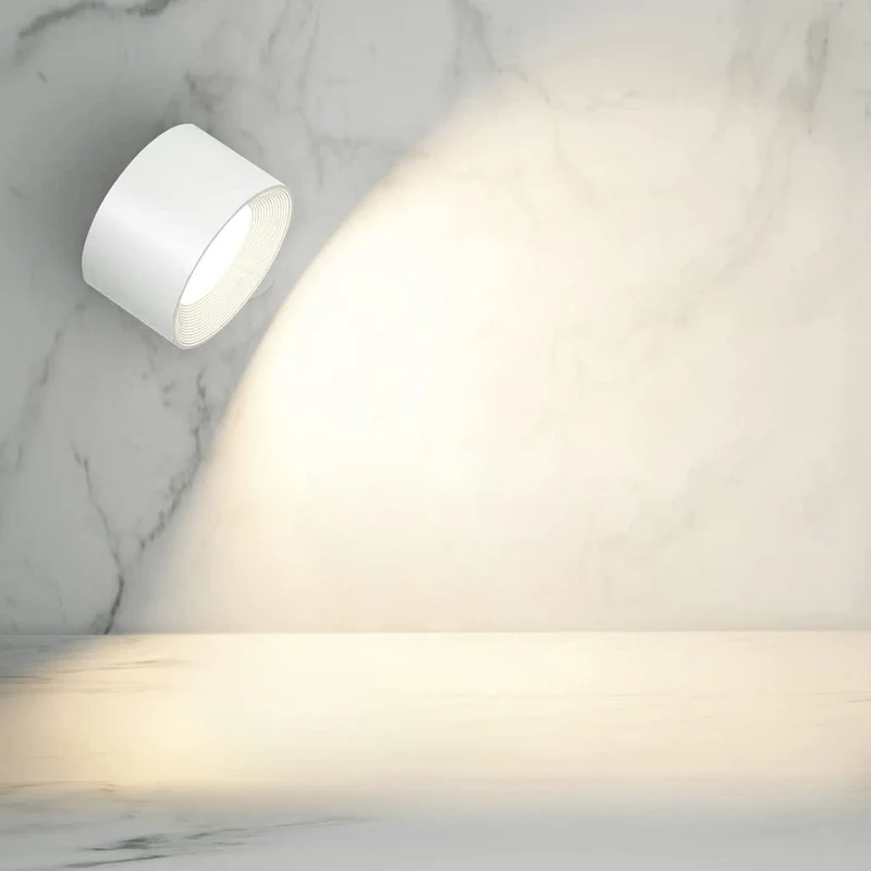 Euroselle Wireless Wall Light USB Rechargeable LED 2000mAh Magnetic 360 Degree Adjustable ABS PC