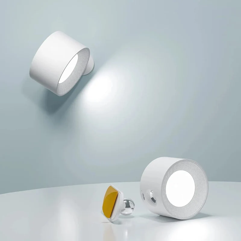 Euroselle Wireless Wall Light USB Rechargeable LED 2000mAh Magnetic 360 Degree Adjustable ABS PC