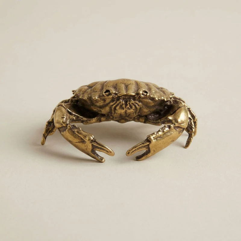 Euroselle Brass Crab Figurine for Nautical Coastal Home Decor