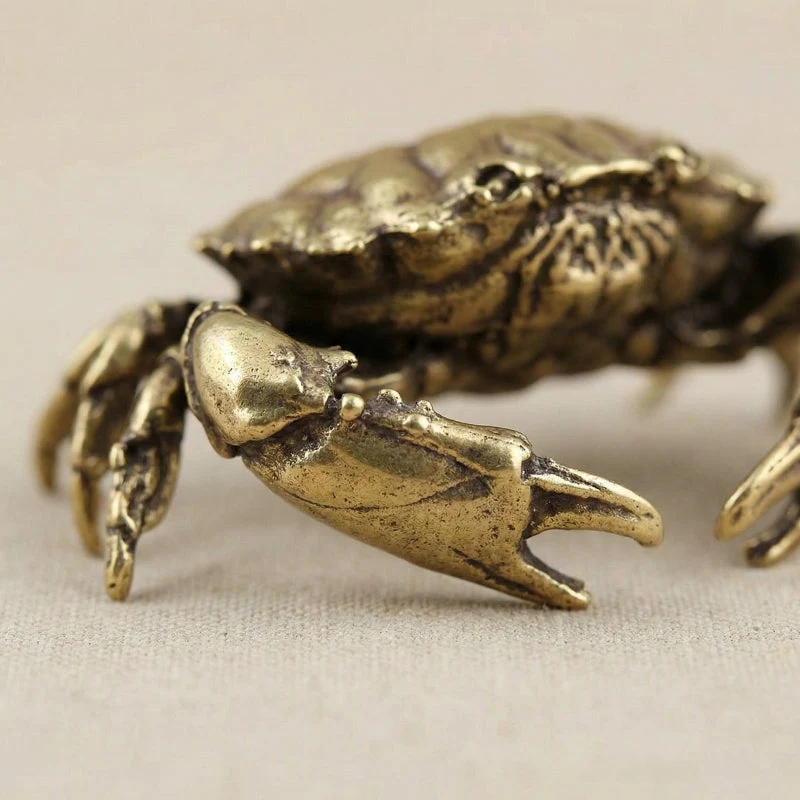 Euroselle Brass Crab Figurine for Nautical Coastal Home Decor