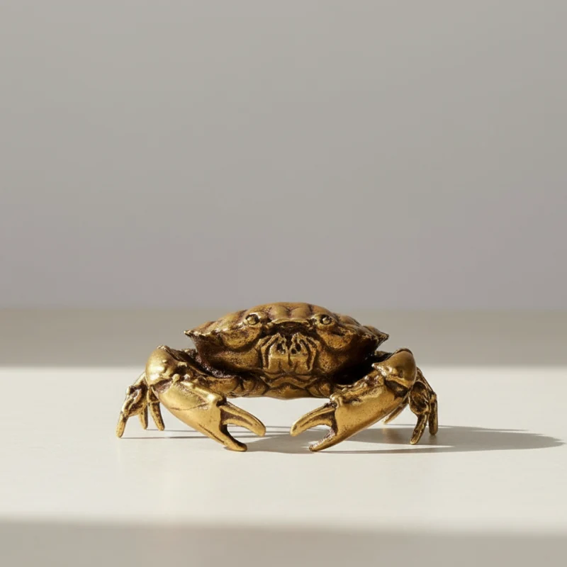 Euroselle Brass Crab Figurine for Nautical Coastal Home Decor