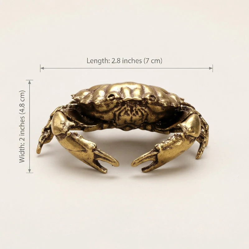 Euroselle Brass Crab Figurine for Nautical Coastal Home Decor
