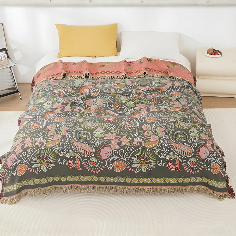 Euroselle Reversible Boho Cotton Gauze Throw Blanket