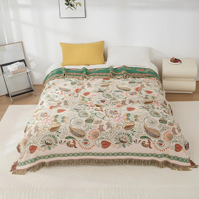 Euroselle Reversible Boho Cotton Gauze Throw Blanket