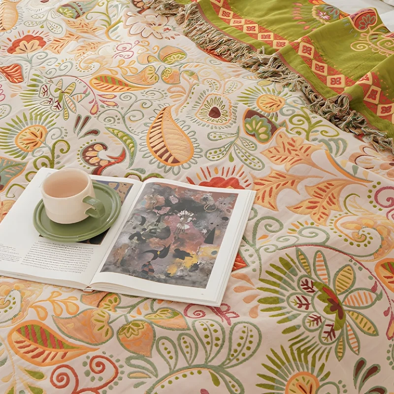 Euroselle Reversible Boho Cotton Gauze Throw Blanket