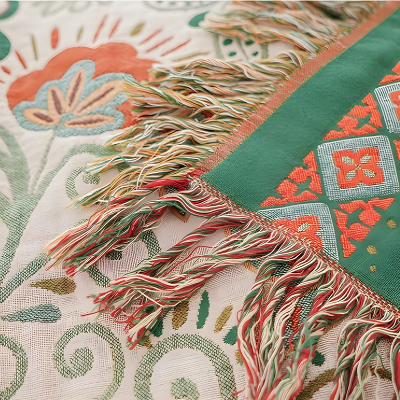 Euroselle Reversible Boho Cotton Gauze Throw Blanket