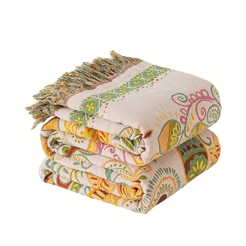 Euroselle Reversible Boho Cotton Gauze Throw Blanket