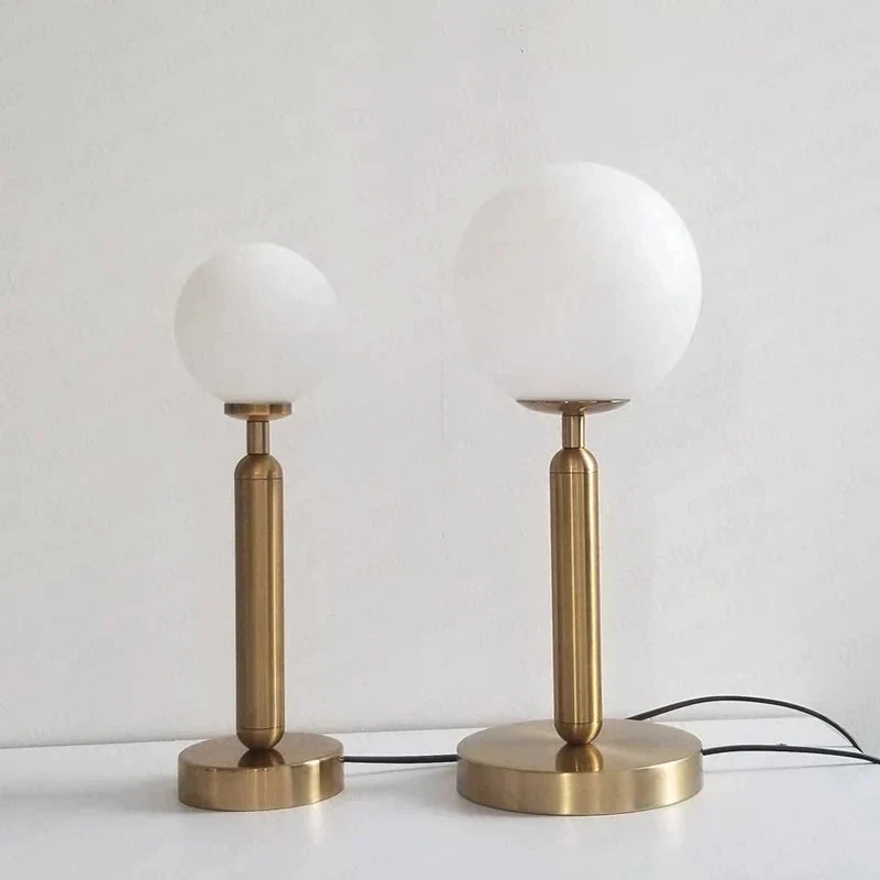 Euroselle LED Glass Globe Table Lamp With Brass Finish, Elegant Design